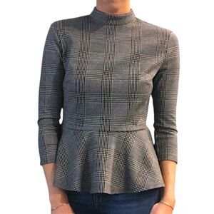 Lord & Taylor Peplum Top Size Medium NWOT Houndstooth